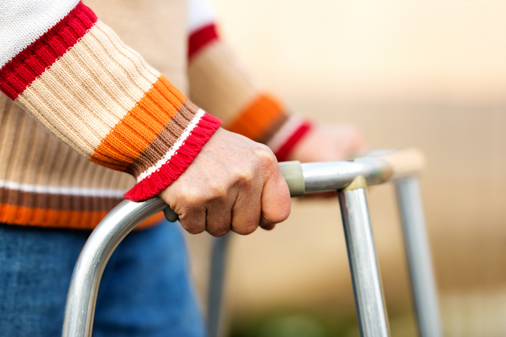 Senior woman using a walker